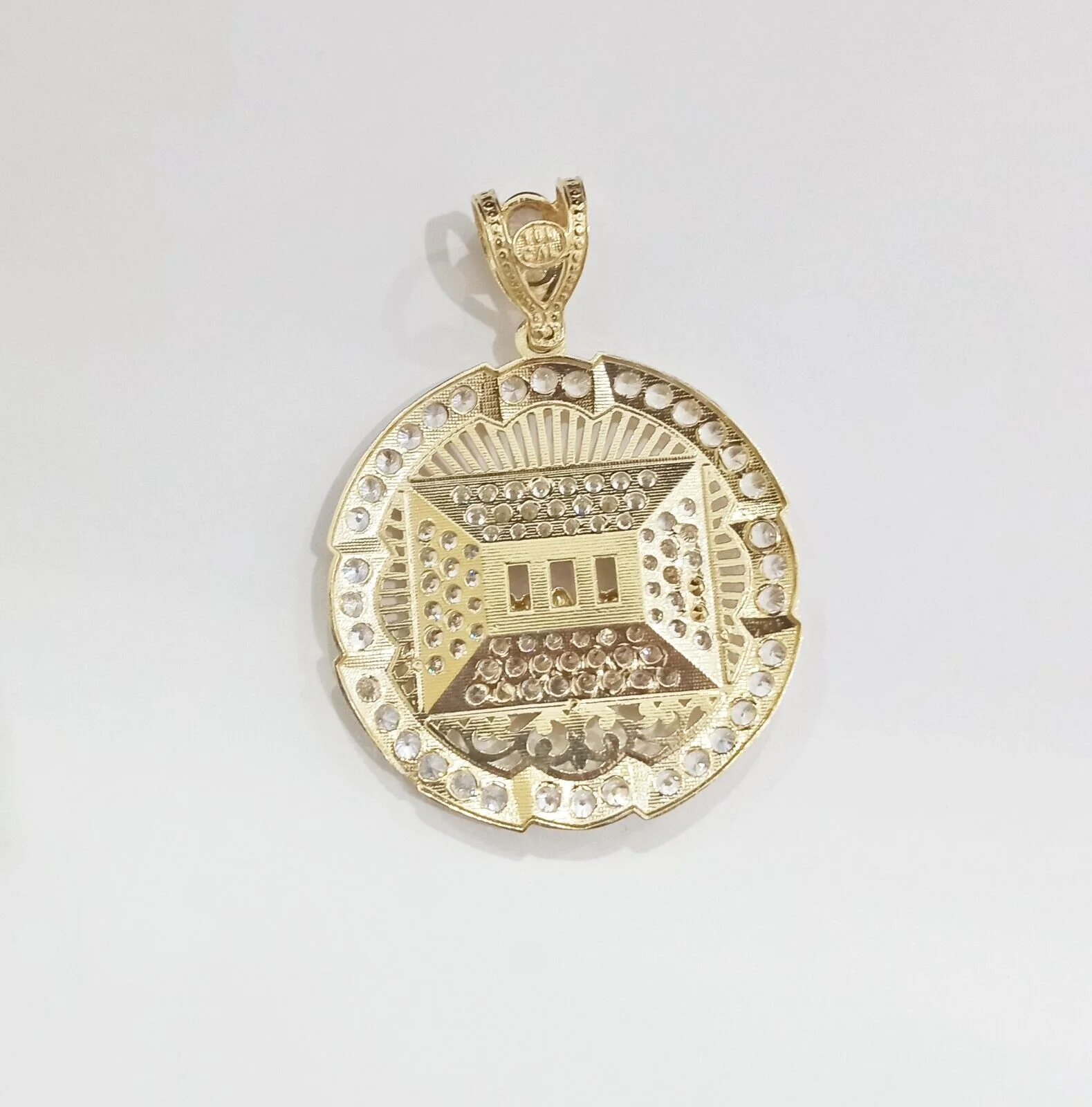 Real 10k Gold Circle Charm Last Supper Pendant 10kt Yellow Gold for Chain Men - Image 6