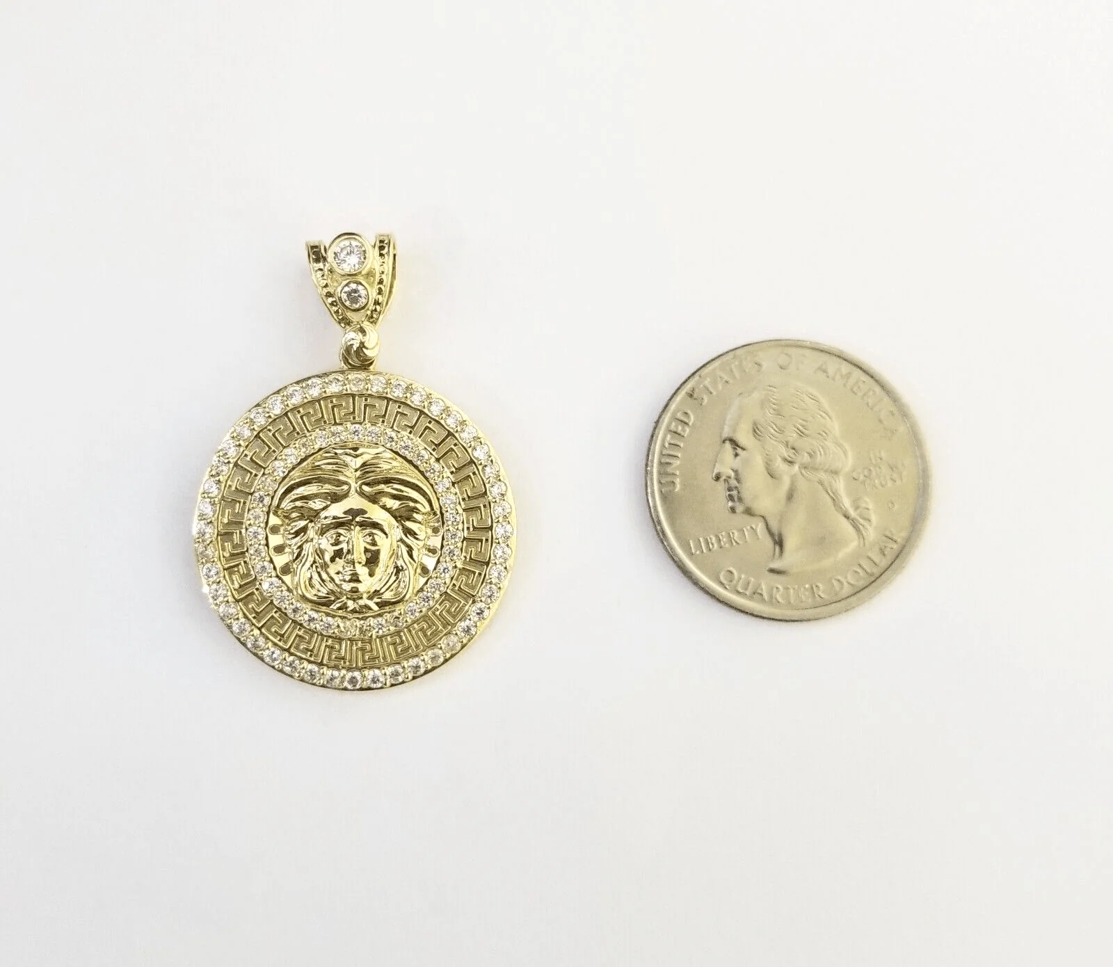 Real 10k Gold Circular Charm 10kt Yellow Gold Pendant Men Women - Image 4