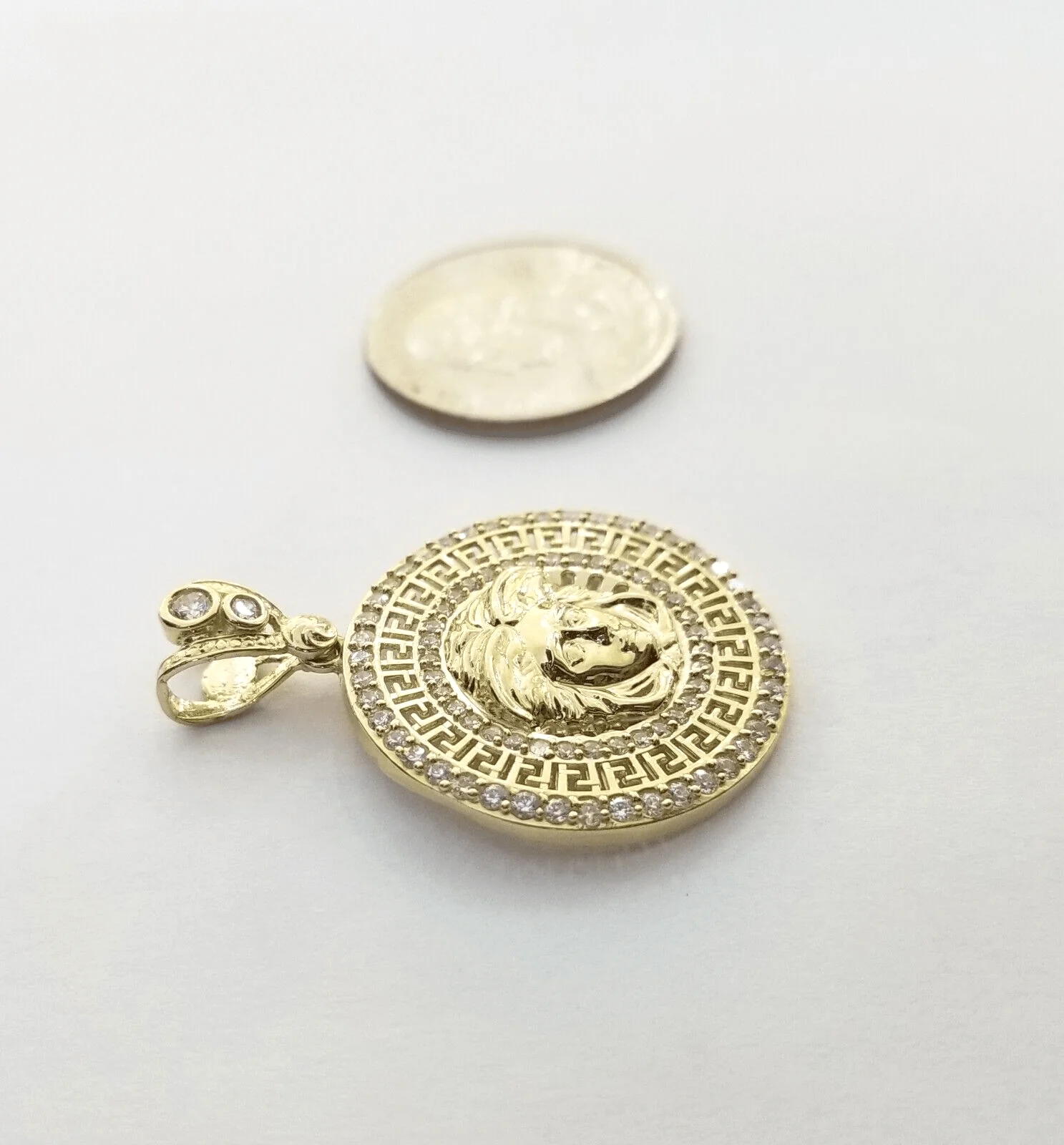 Real 10k Gold Circular Charm 10kt Yellow Gold Pendant Men Women - Image 5