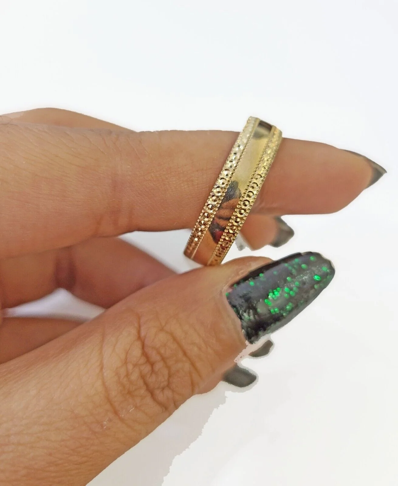Real 10k gold circular sizable ring / 10kt yellow Gold All Sizes Wedding Band Men - Image 5