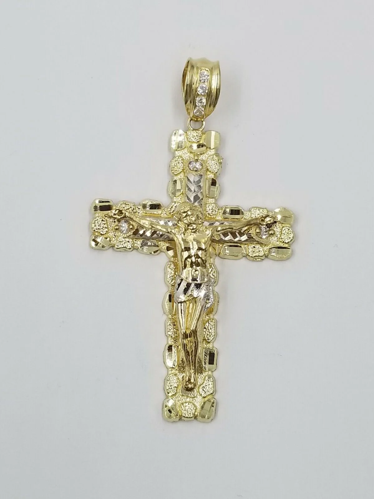 Real 10k Gold Cross And 10k Cuban Link 26" Necklace 3" Pendant Charm Chain Set - Image 7