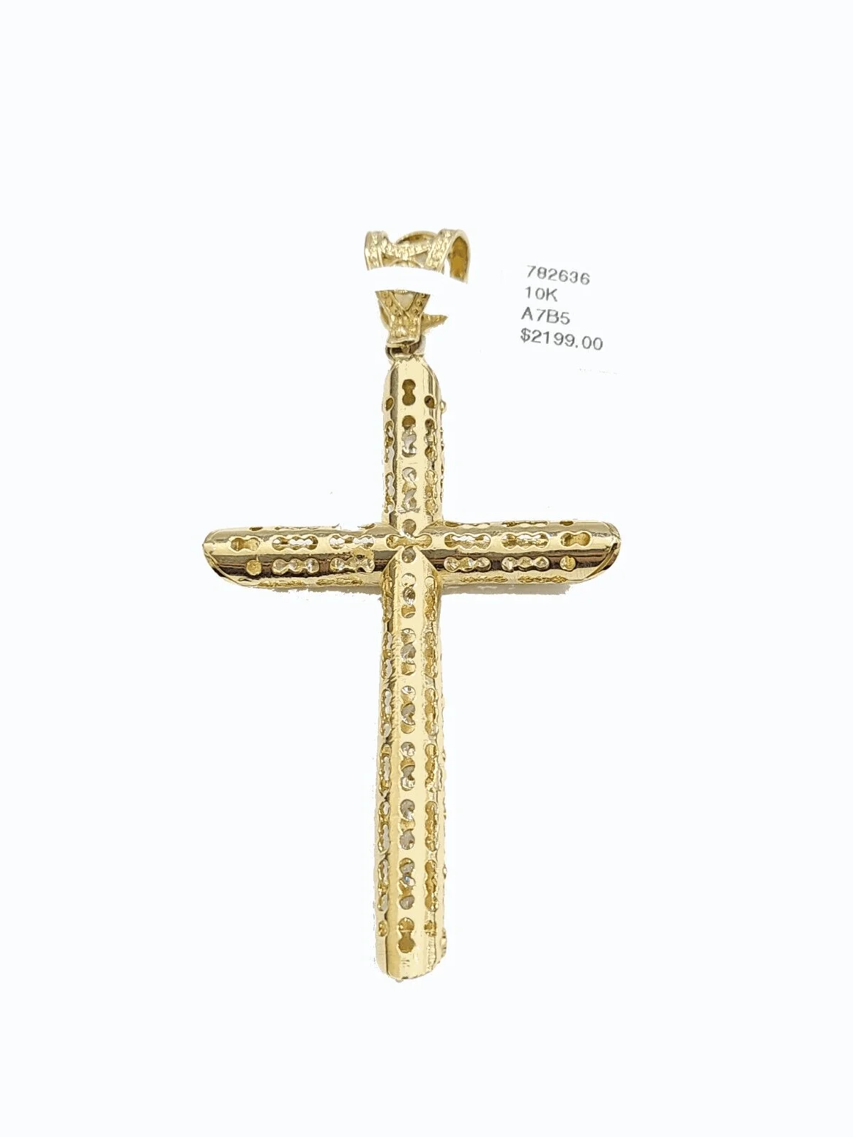 Real 10k Gold Cross Charm Pendant 2.8'' Inch 10KT Yellow Gold Cubic Zirconia - Image 6