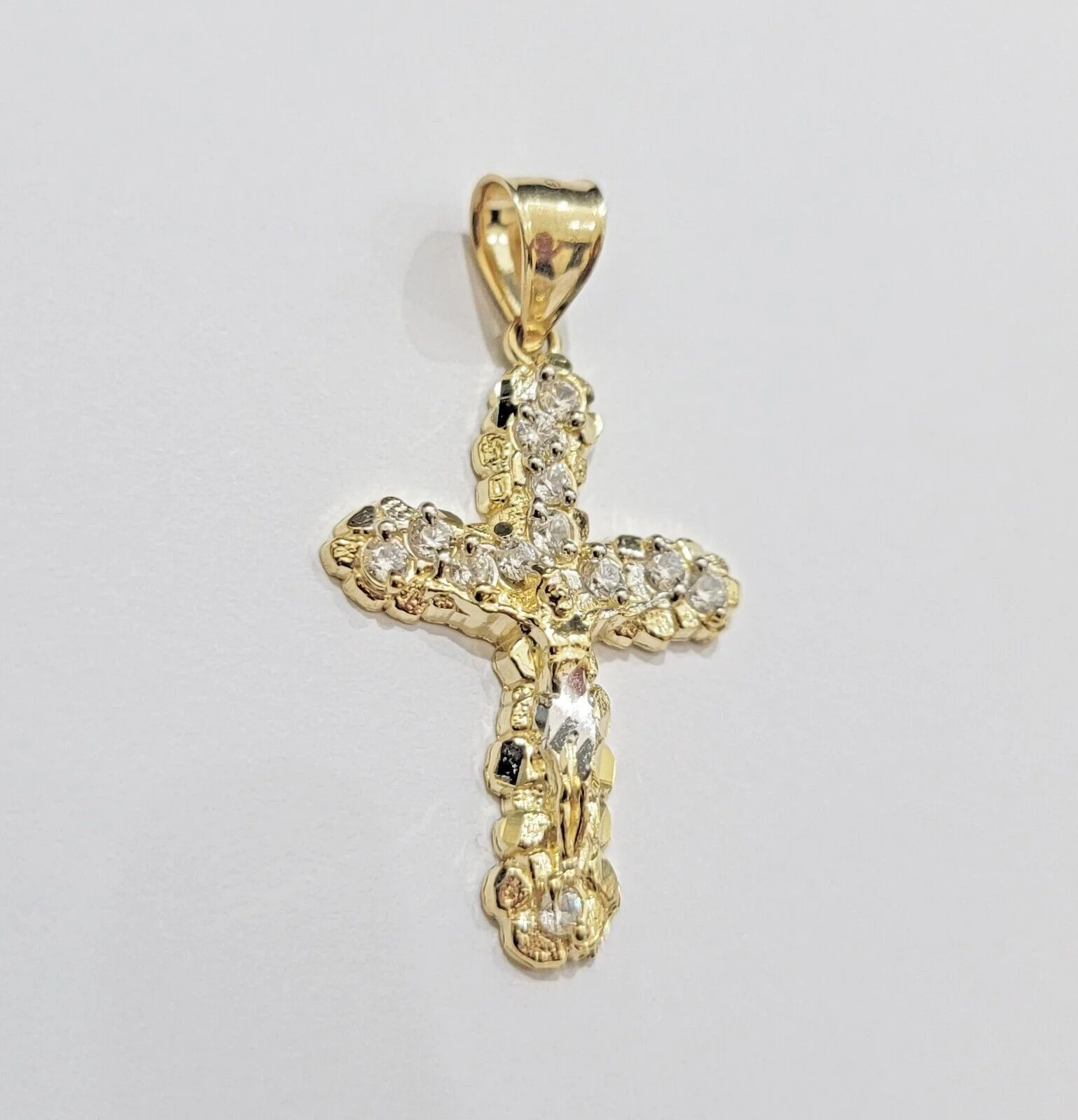 Real 10k Gold Cross Charm pendant & Franco Chain Necklace 2.5mm 18" Men Women - Image 11