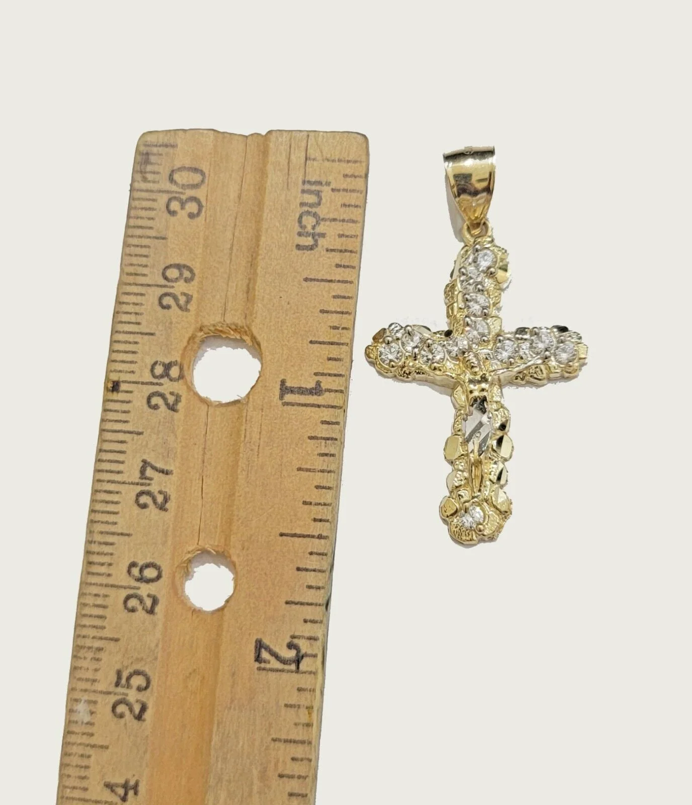 Real 10k Gold Cross Charm pendant & Franco Chain Necklace 2.5mm 18" Men Women - Image 3