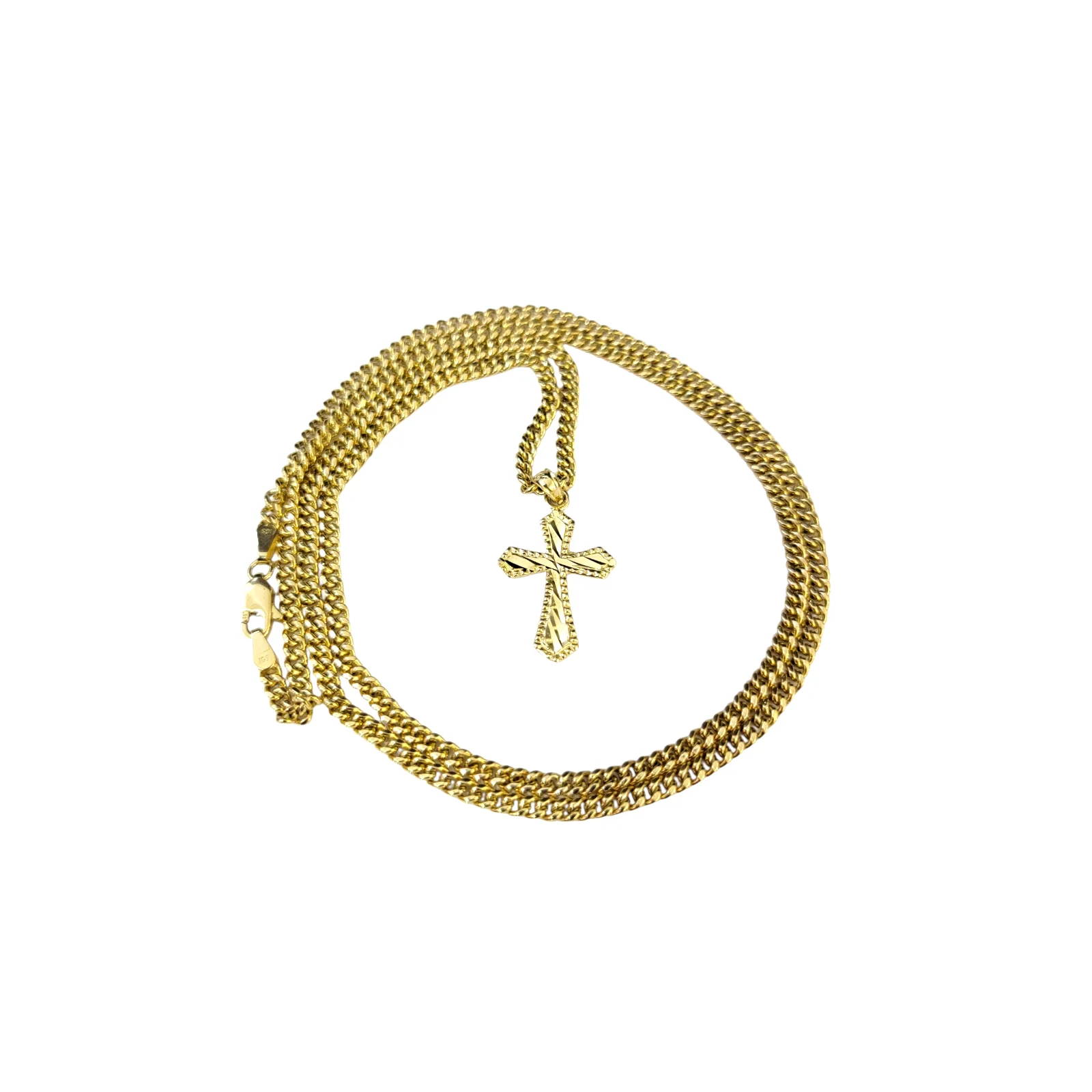 Real 10k Gold Cross Charm Pendant Franco Chain Necklace SET 2.5mm 16"-26" - Image 3