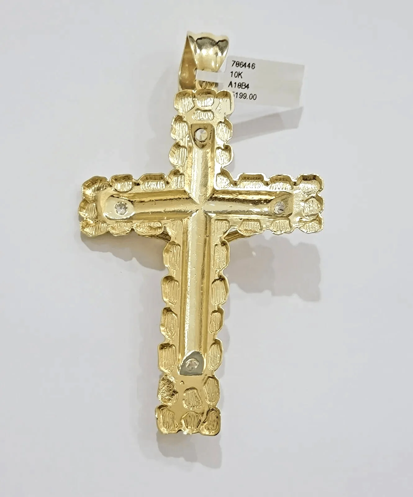 Real 10k Gold Cross Charm Pendant Jesus Crucifix 3.5'' Inch Men 10KT Yellow Gold - Image 4