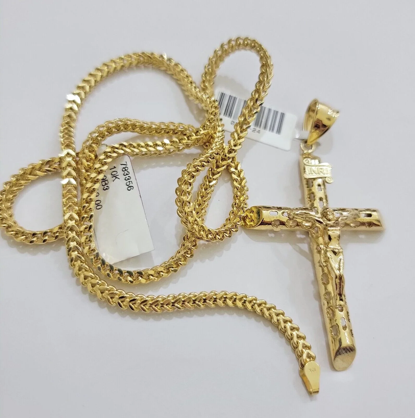 REAL 10k Gold Cross Pendant Franco Chain Necklace 20" - 26 Inch & Jesus Crucifix - Image 10
