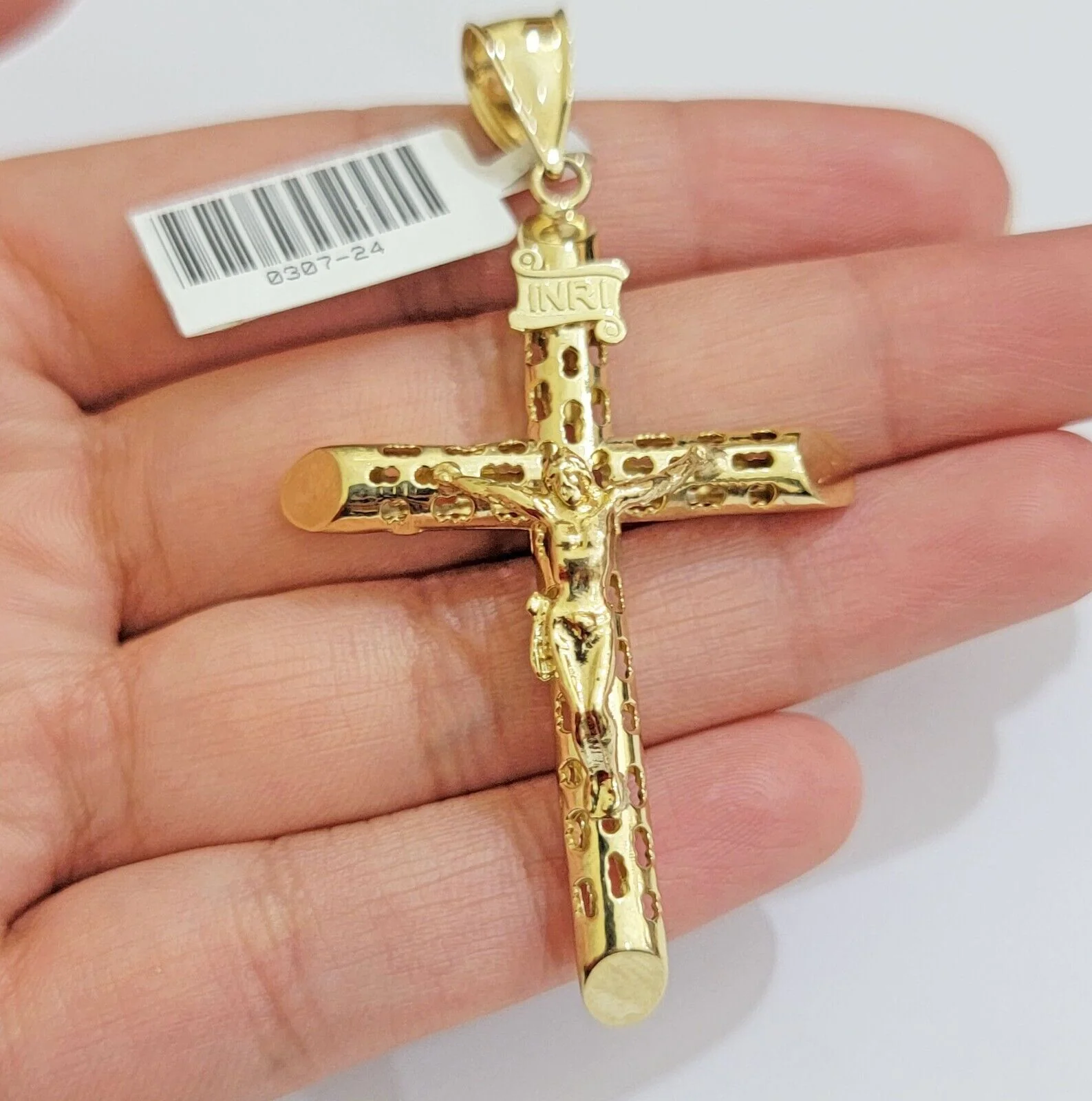 REAL 10k Gold Cross Pendant Franco Chain Necklace 20" - 26 Inch & Jesus Crucifix - Image 9