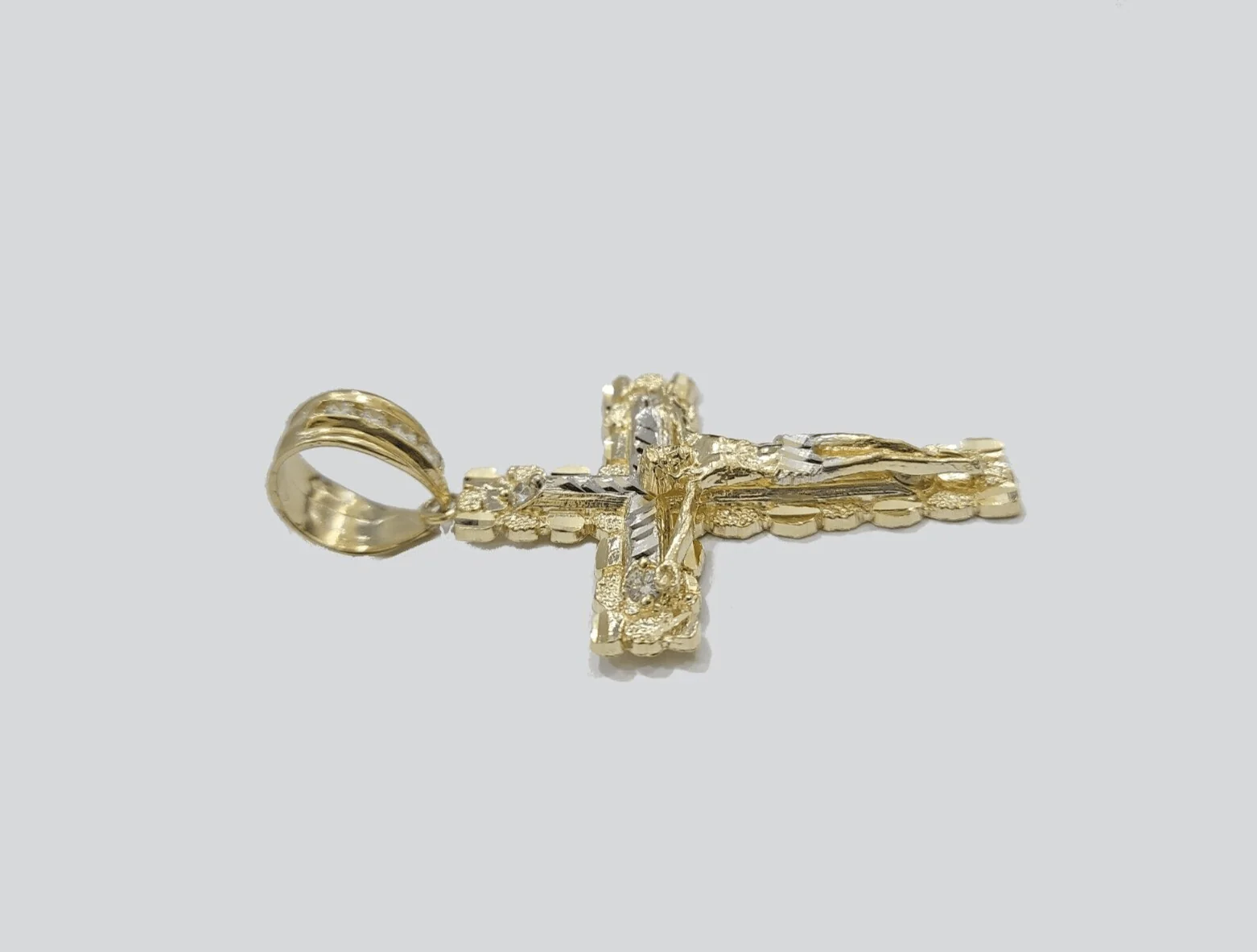 Real 10k Gold Cross Pendant Necklace 22 Inch SET Chain 5mm Miami Cuban Link 10KT - Image 13