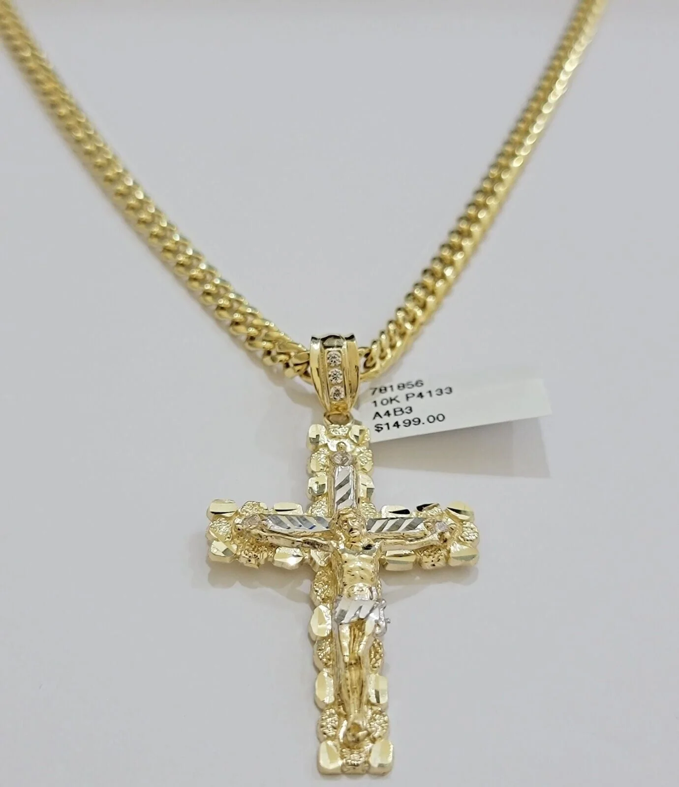 Real 10k Gold Cross Pendant Necklace 26 Inch SET Chain 5mm Miami Cuban Link 10KT - Image 6