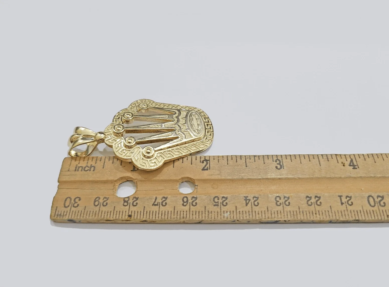 Real 10k Gold Crown Charm Pendant 10kt Yellow Gold 2 Inches For Chain & Necklace - Image 3