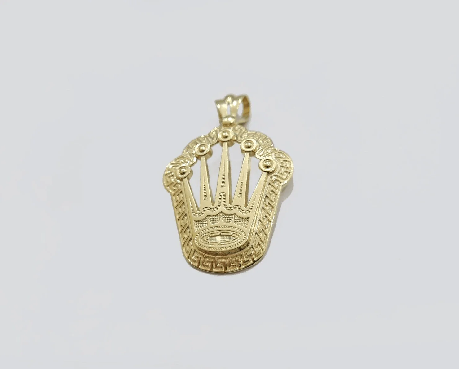 Real 10k Gold Crown Charm Pendant 10kt Yellow Gold 2 Inches For Chain & Necklace - Image 5