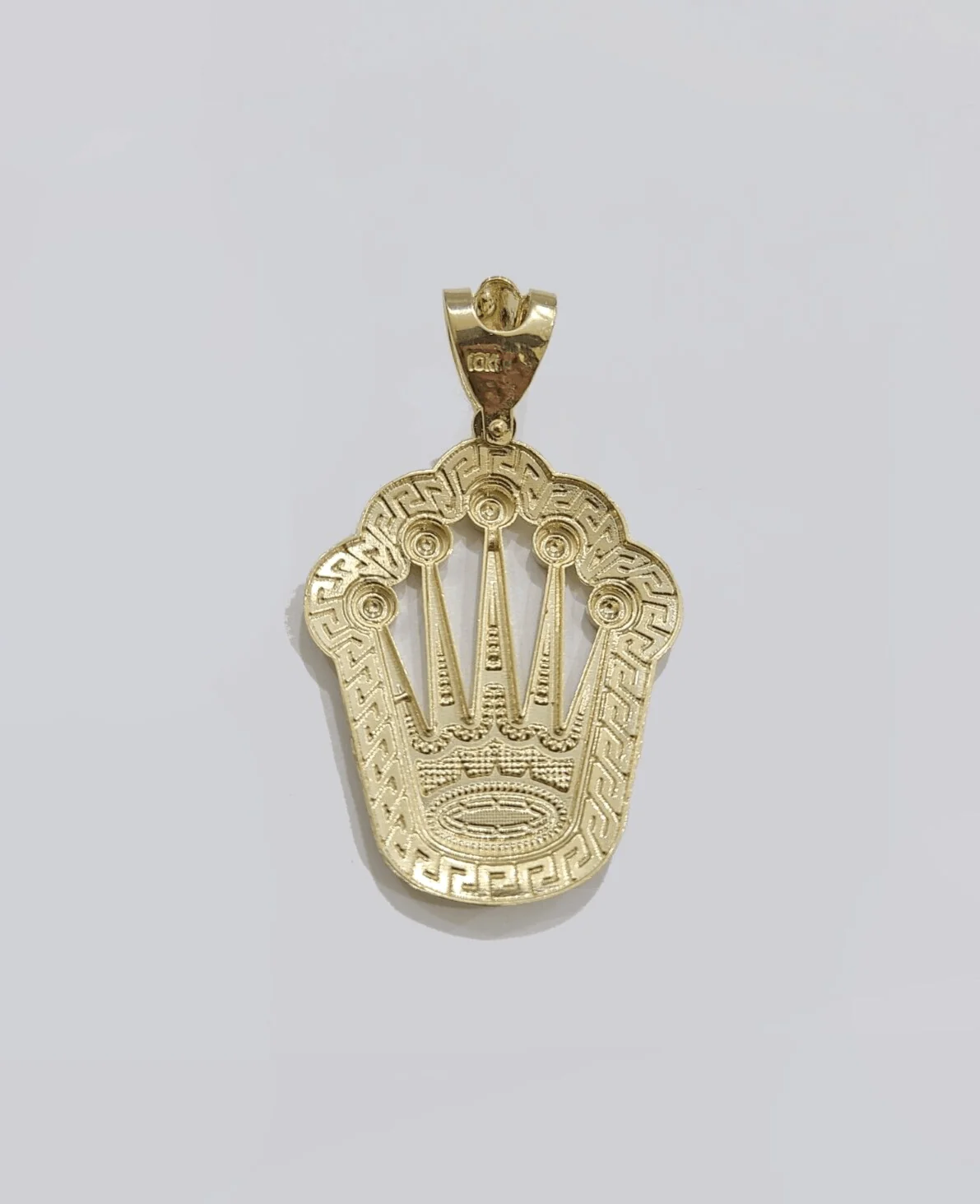 Real 10k Gold Crown Charm Pendant 10kt Yellow Gold 2 Inches For Chain & Necklace - Image 7