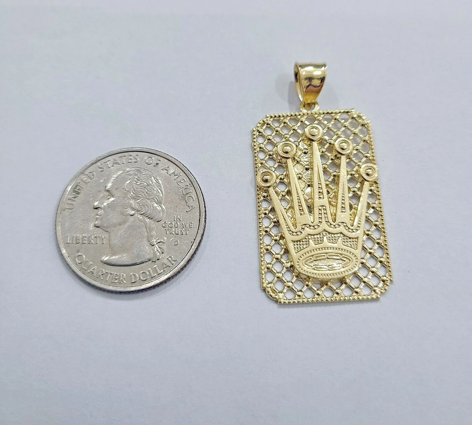Real 10k Gold Crown Charm Pendant 10kt Yellow Gold Men - Image 4