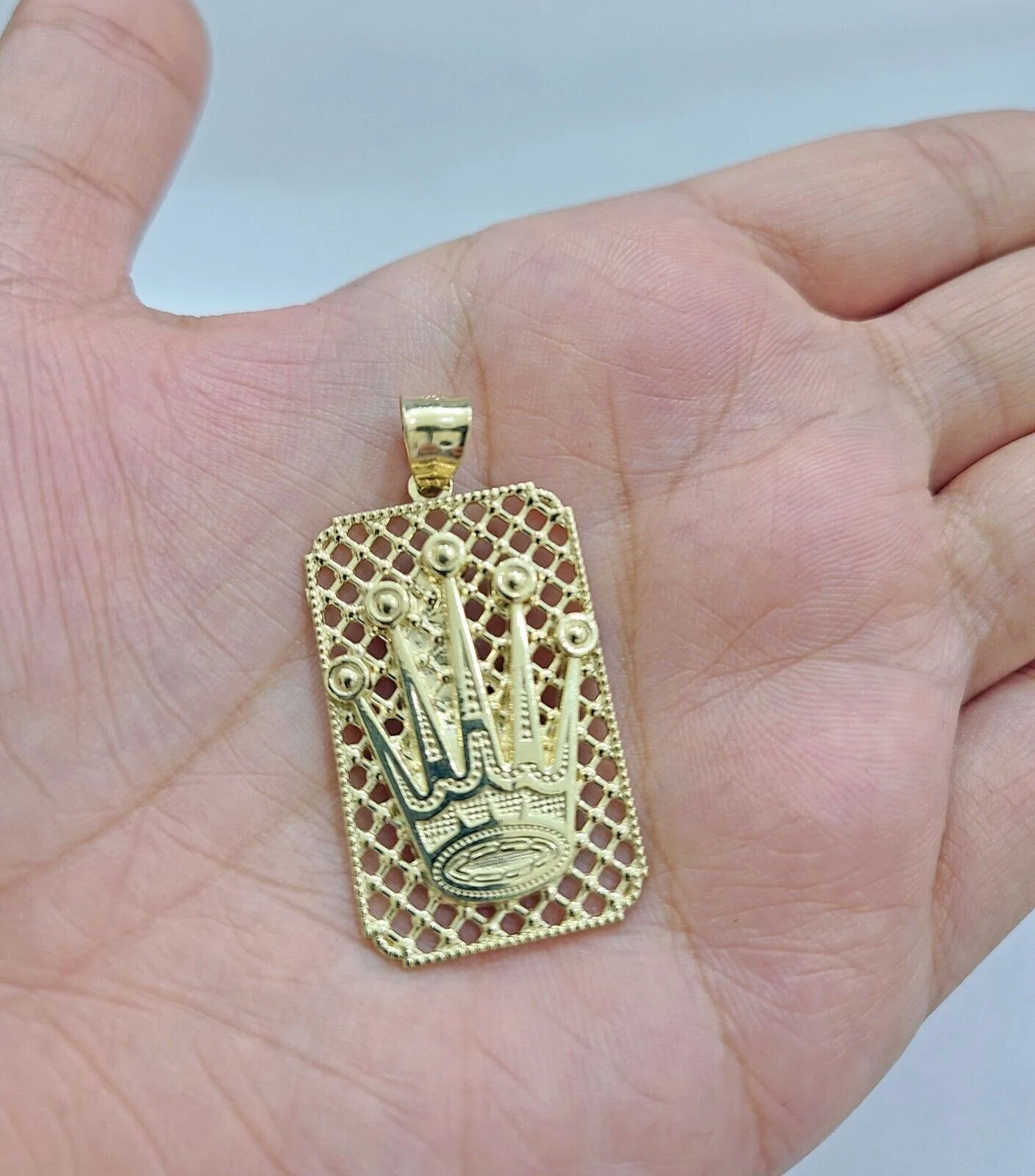 Real 10k Gold Crown Charm Pendant 10kt Yellow Gold Men - Image 5