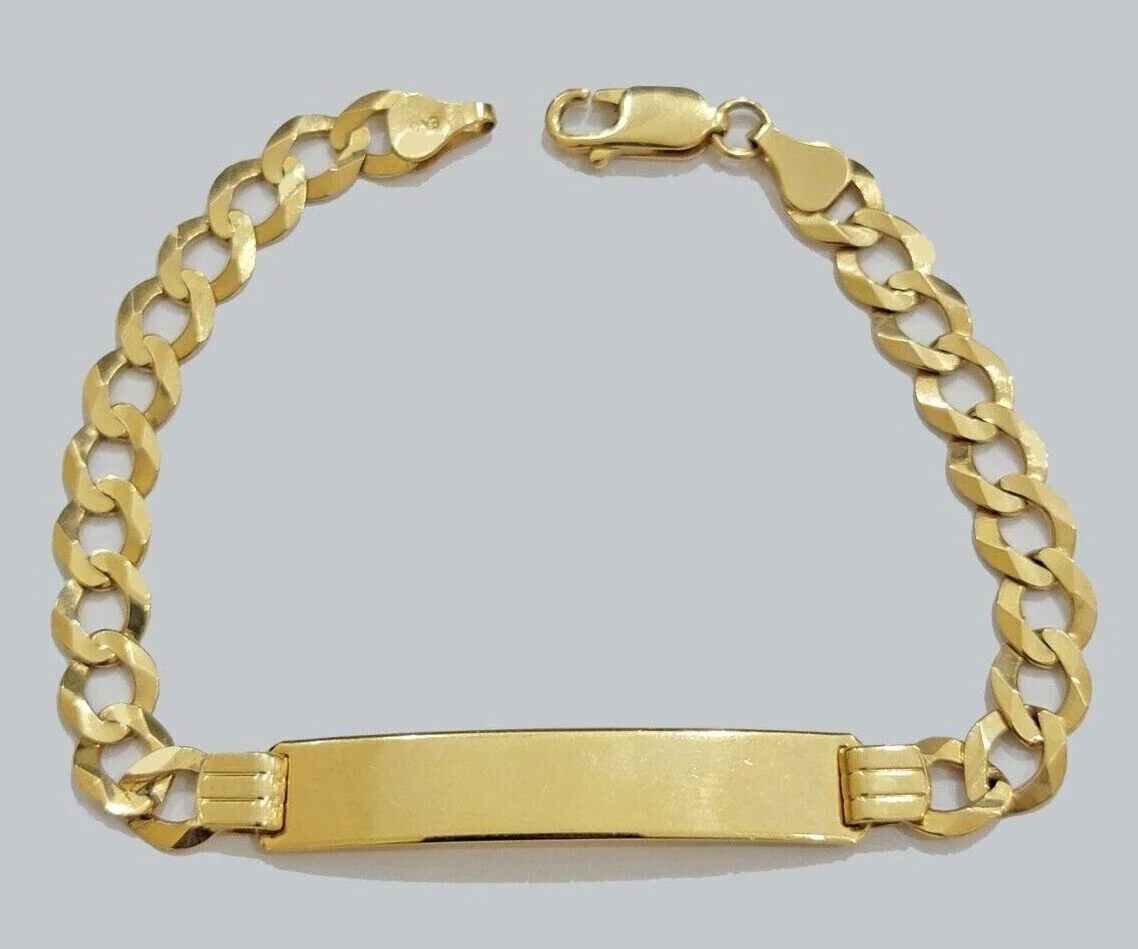 Real 10k Gold Cuban Curb Link ID Bracelet 5mm-10mm 8-8.5" Inches 10kt Name Plate - Image 11
