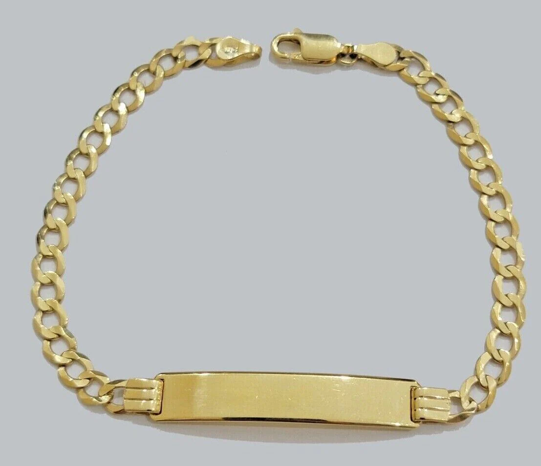 Real 10k Gold Cuban Curb Link ID Bracelet 5mm-10mm 8-8.5" Inches 10kt Name Plate - Image 12