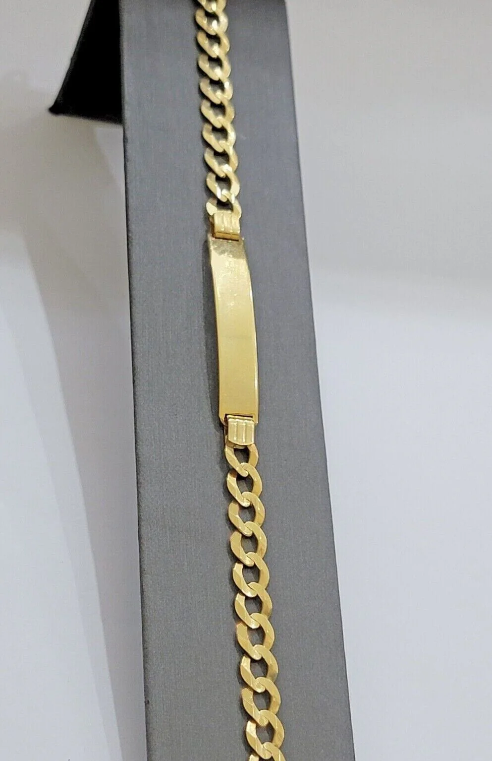 Real 10k Gold Cuban Curb Link ID Bracelet 5mm-10mm 8-8.5" Inches 10kt Name Plate - Image 2