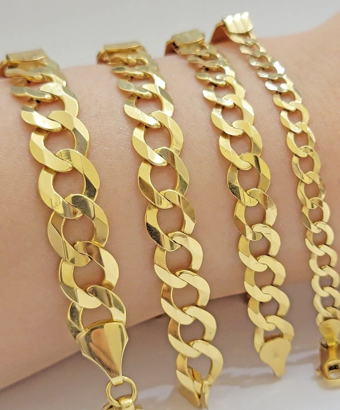 Real 10k Gold Cuban Curb Link ID Bracelet 5mm-10mm 8-8.5" Inches 10kt Name Plate - Image 5