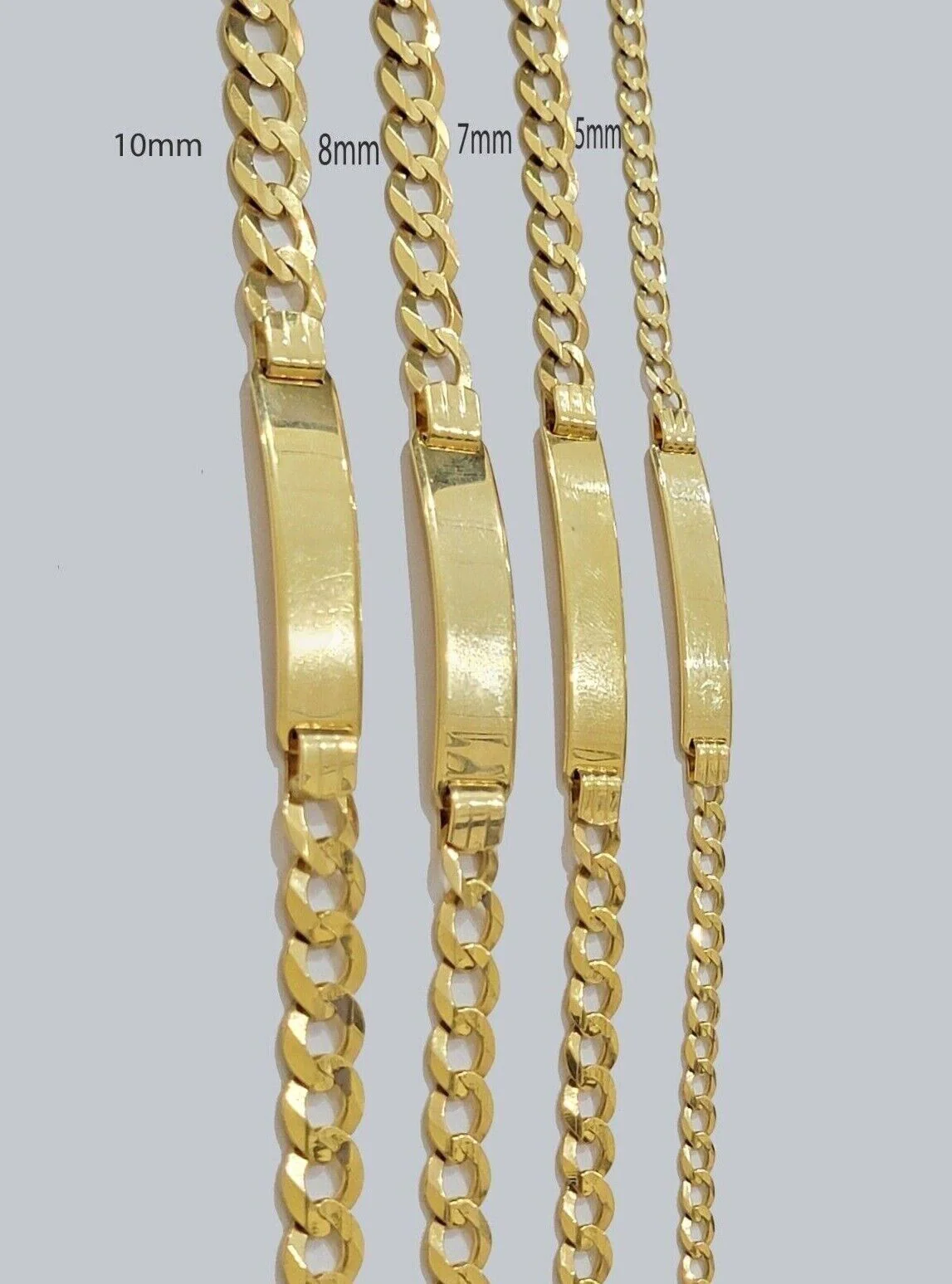Real 10k Gold Cuban Curb Link ID Bracelet 5mm-10mm 8-8.5" Inches 10kt Name Plate - Image 6