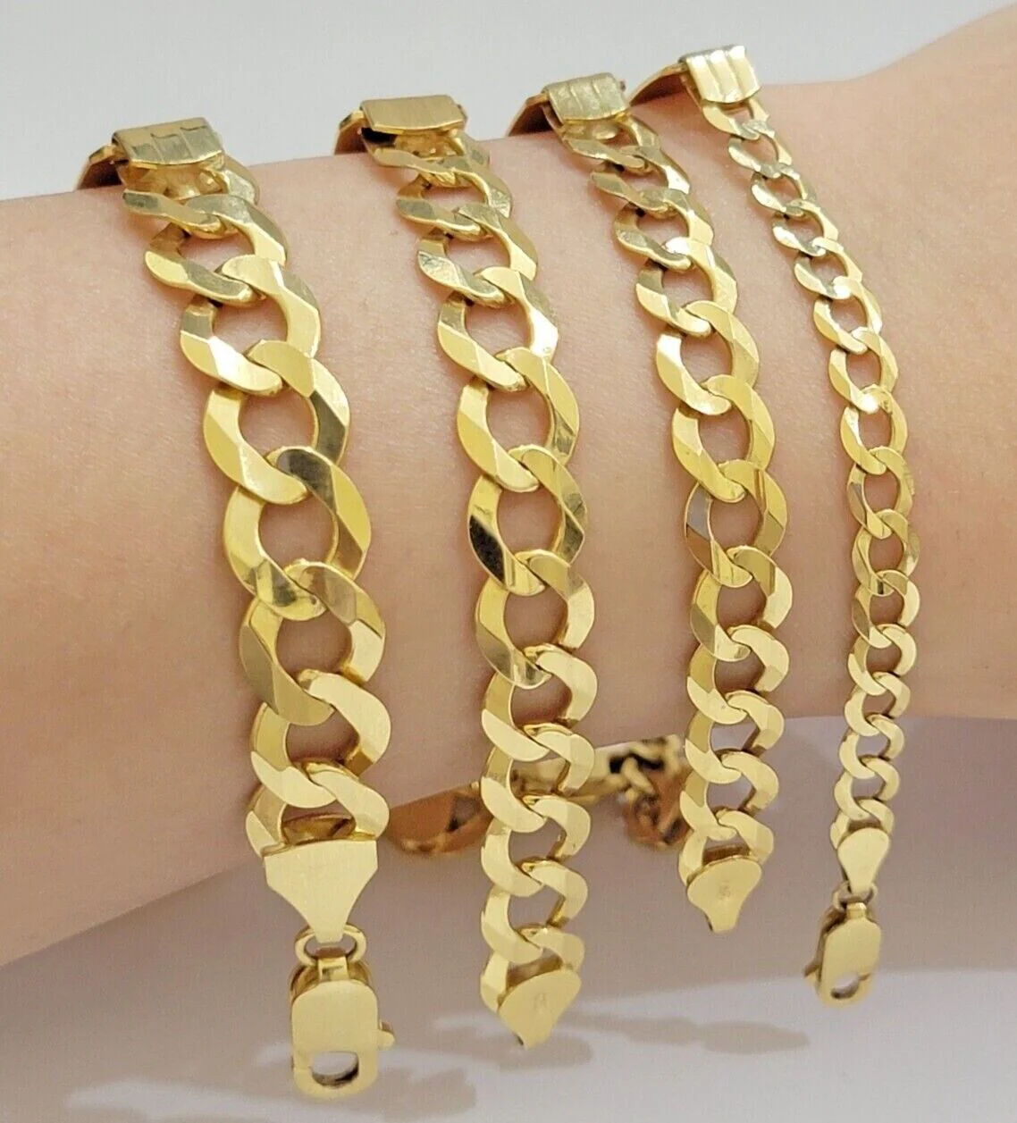 Real 10k Gold Cuban Curb Link ID Bracelet 5mm-10mm 8-8.5" Inches 10kt Name Plate - Image 7