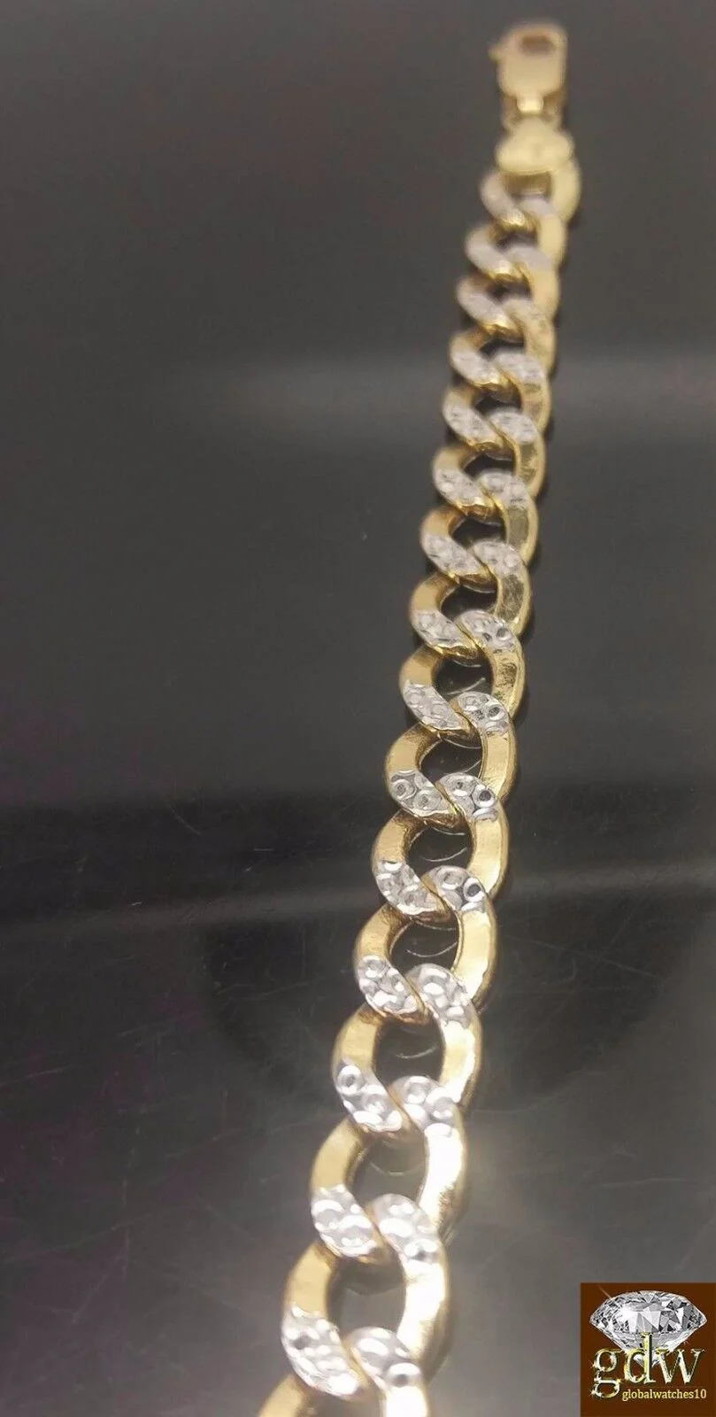 REAL 10k Gold Cuban Link Bracelet Diamond Cuts 9Inch Men Women - Image 2