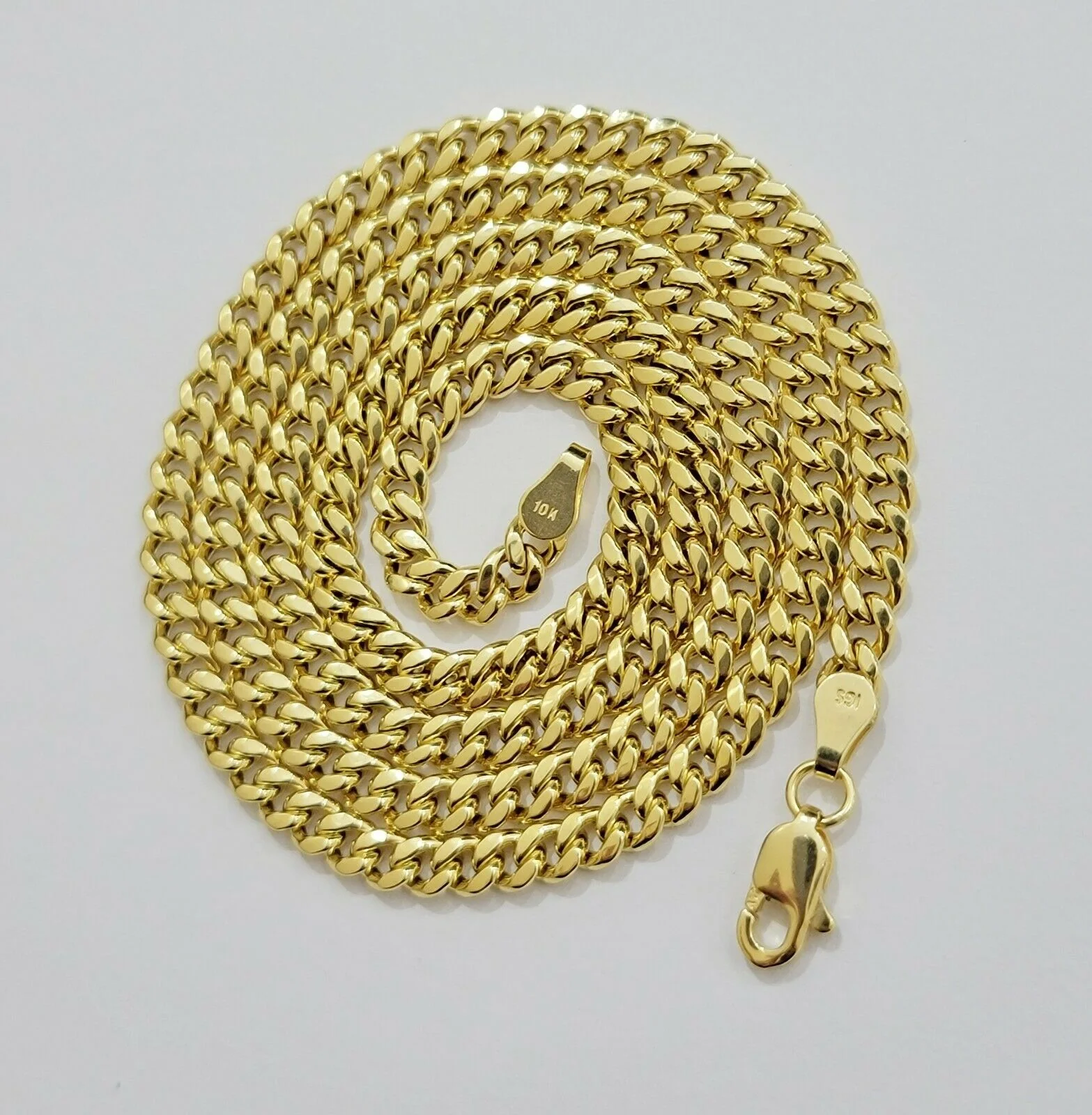 Real 10k Gold Cuban Link Chain Pendant Set 20" 3.5 mm Necklace World Map Charm - Image 5