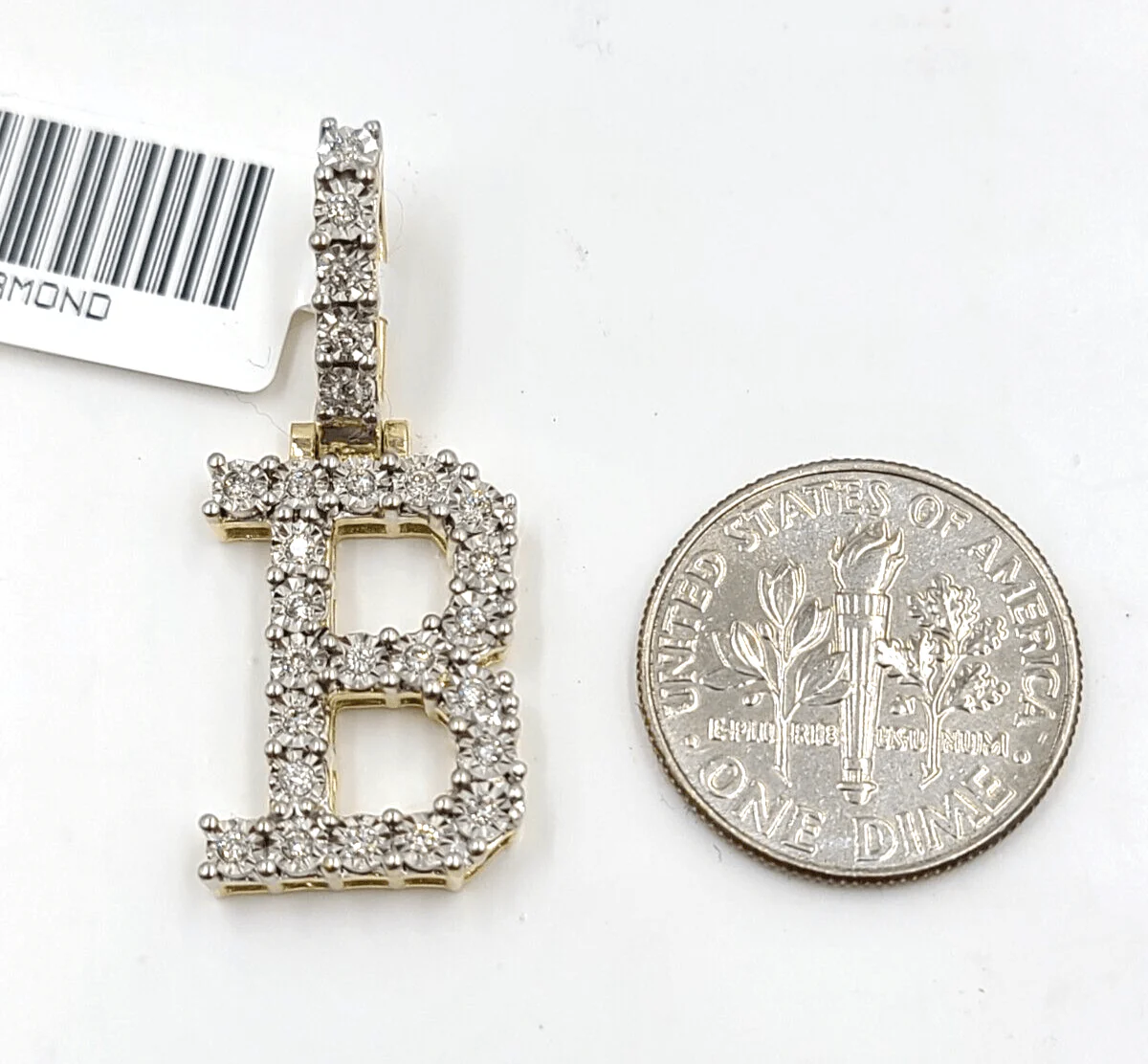 Real 10k Gold & Diamond Letter "B" Initial Alphabet Charm/Pendant 1.25". - Image 2