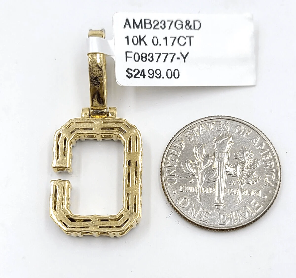 Real 10k Gold & Diamond Letter "C" Initial Alphabet Charm/Pendant 1.25". - Image 3