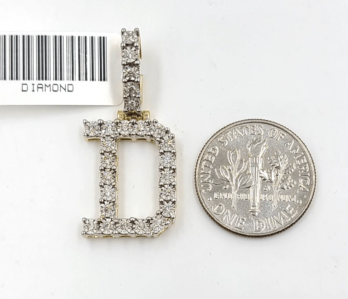 Real 10k Gold & Diamond Letter "D" Initial Alphabet Charm/Pendant 1.25". - Image 2