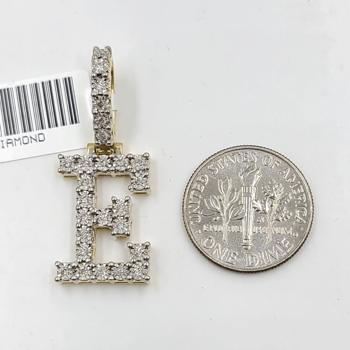Real 10k Gold & Diamond Letter "E" Initial Alphabet Charm/Pendant 1.25". - Image 2