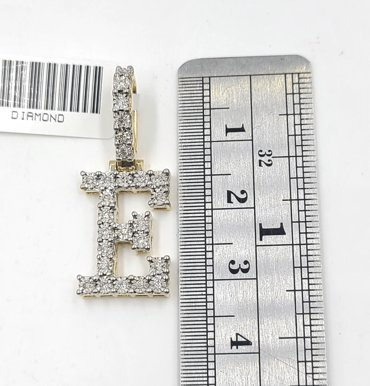 Real 10k Gold & Diamond Letter "E" Initial Alphabet Charm/Pendant 1.25". - Image 4