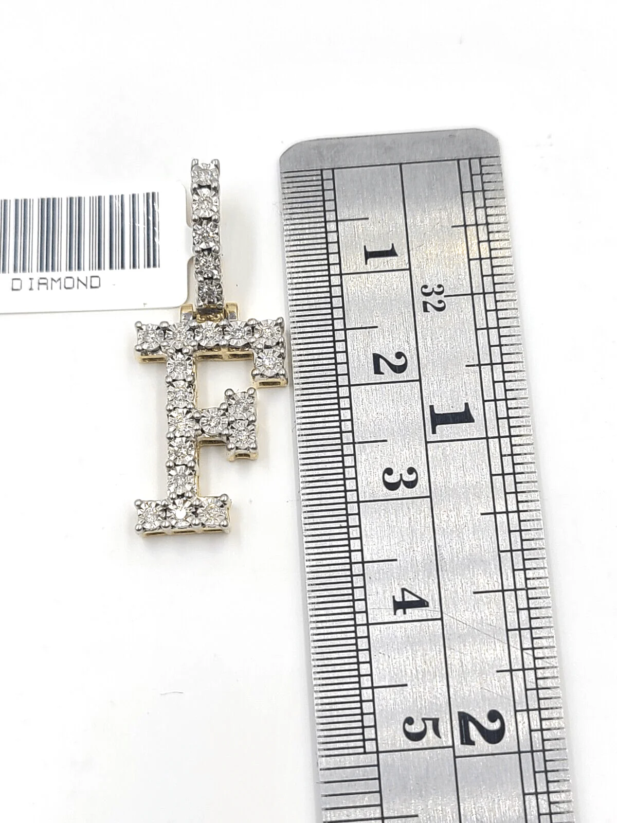 Real 10k Gold & Diamond Letter "F" Initial Alphabet Charm/Pendant 1.25". - Image 3