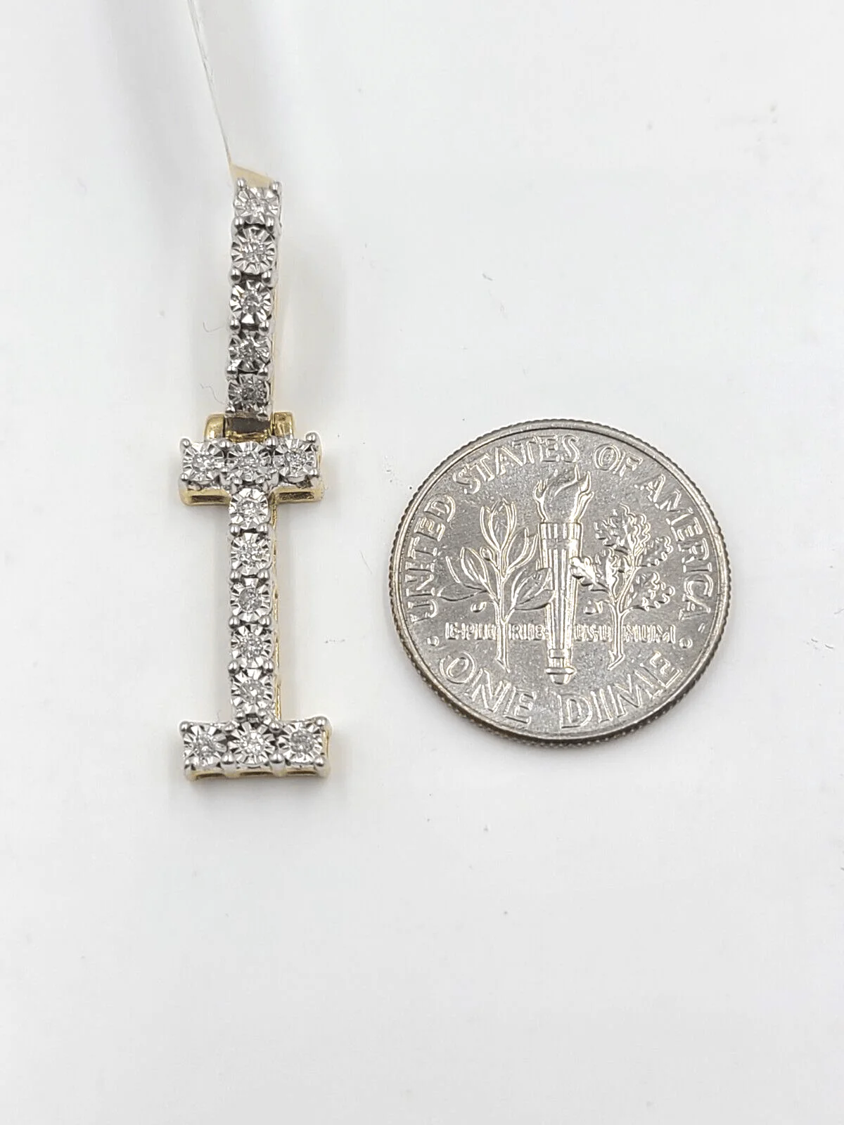 Real 10k Gold & Diamond Letter "I" Initial Alphabet Charm/Pendant 1.25". - Image 2
