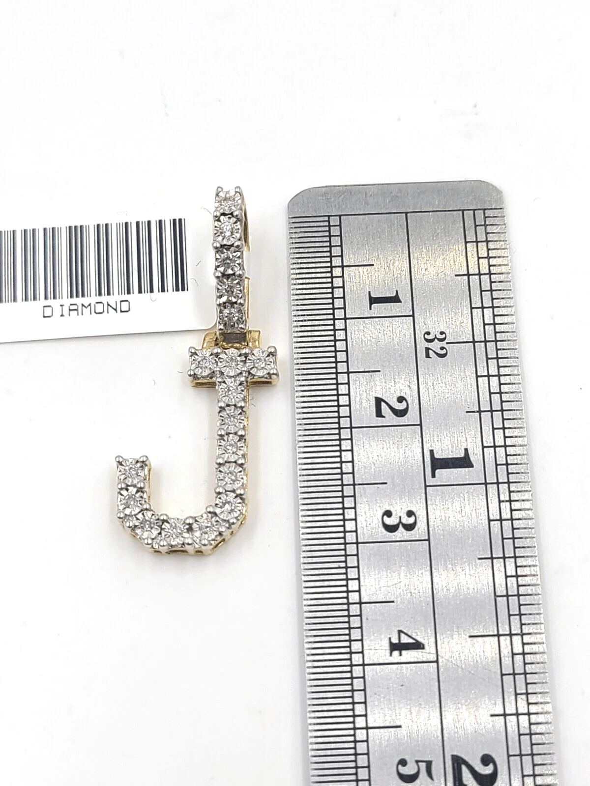 Real 10k Gold & Diamond Letter "J" Initial Alphabet Charm/Pendant 1.25". - Image 4