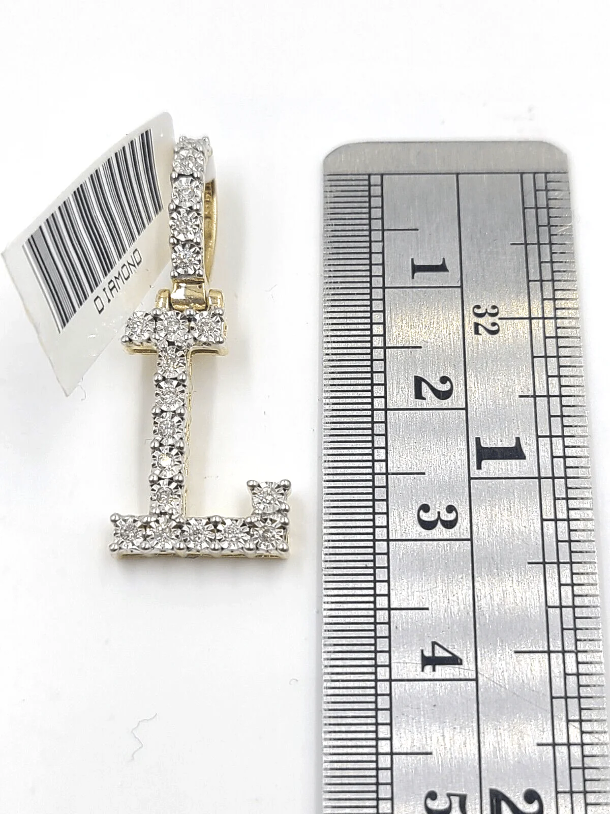 Real 10k Gold & Diamond Letter "L" Initial Alphabet Charm/Pendant 1.25". - Image 2