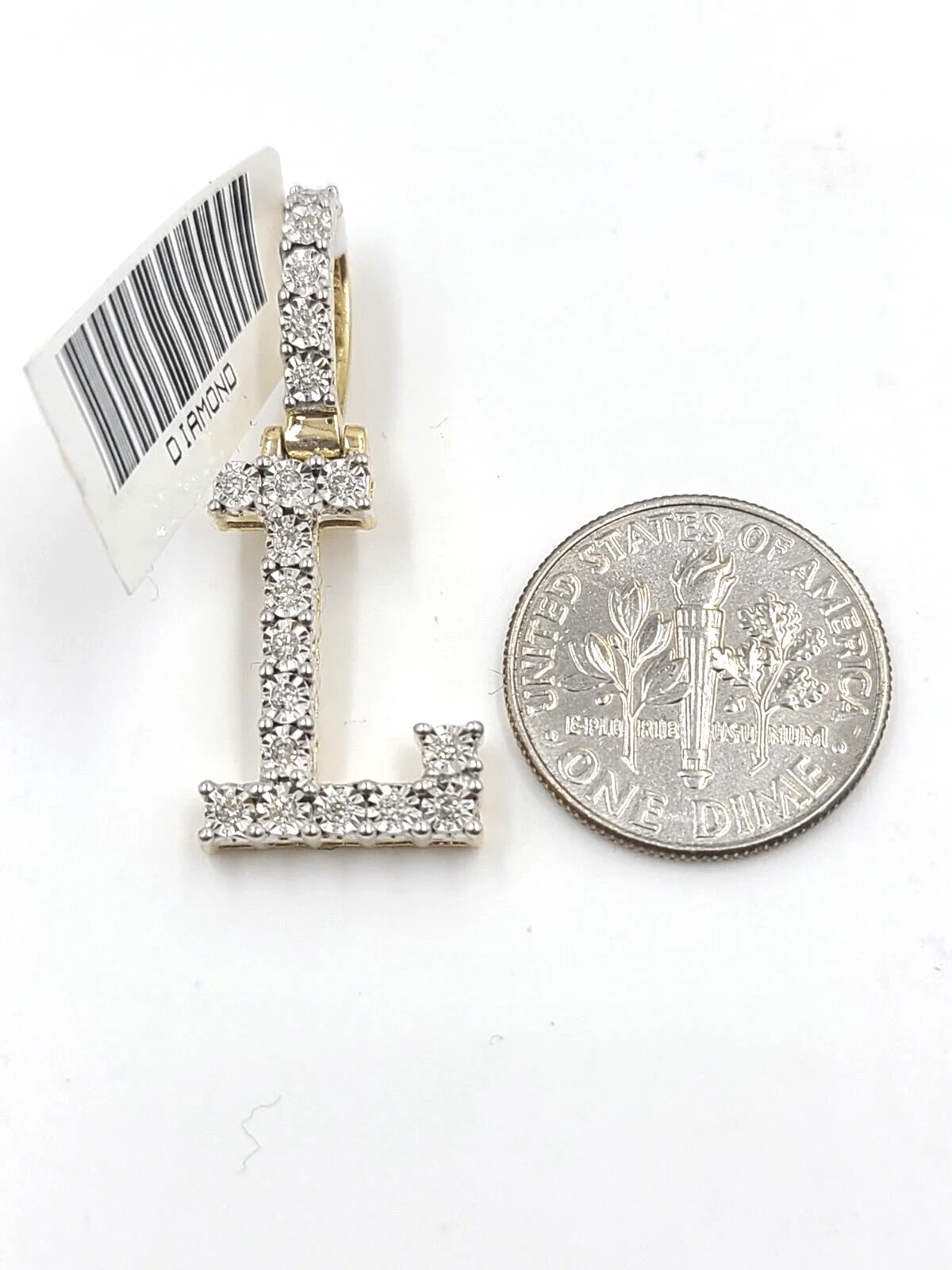 Real 10k Gold & Diamond Letter "L" Initial Alphabet Charm/Pendant 1.25". - Image 3