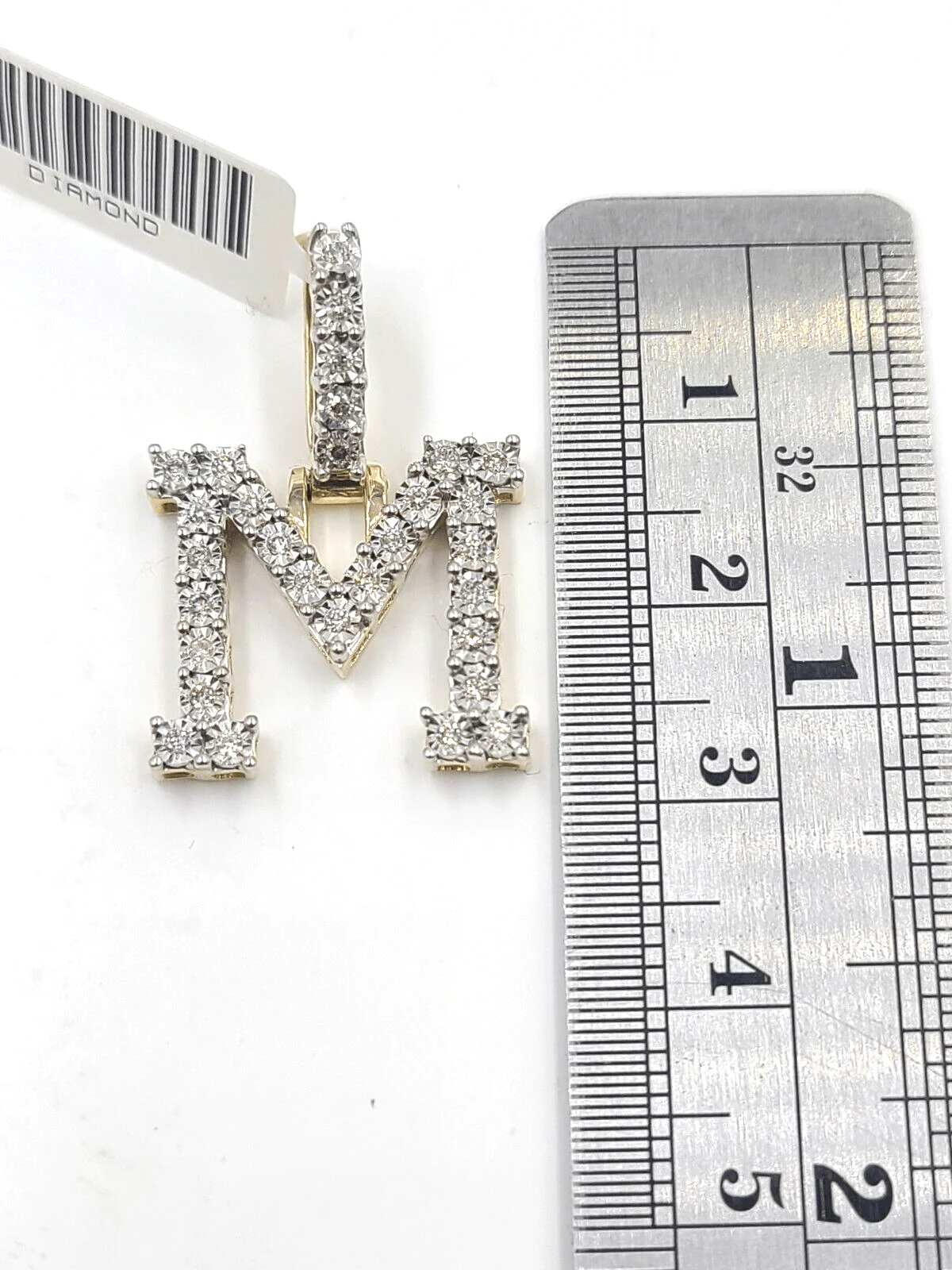 Real 10k Gold & Diamond Letter "M" Initial Alphabet Charm/Pendant 1.25". - Image 3