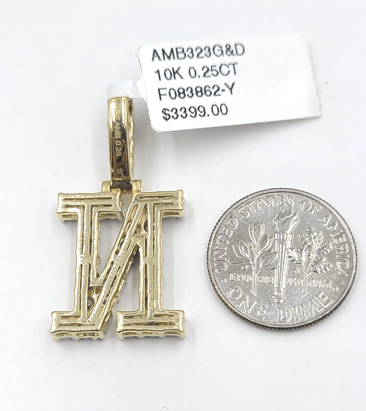 Real 10k Gold & Diamond Letter "N" Initial Alphabet Charm/Pendant 1.25". - Image 4