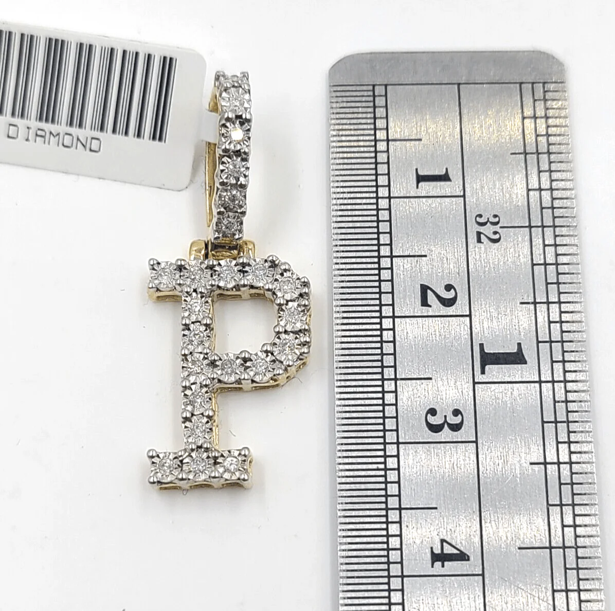 Real 10k Gold & Diamond Letter "P" Initial Alphabet Charm/Pendant 1.25". - Image 2