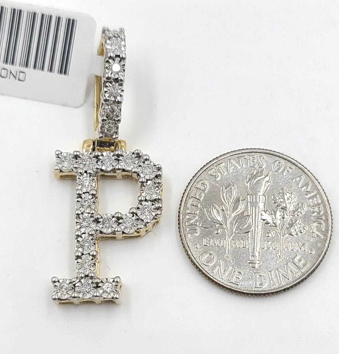 Real 10k Gold & Diamond Letter "P" Initial Alphabet Charm/Pendant 1.25". - Image 3