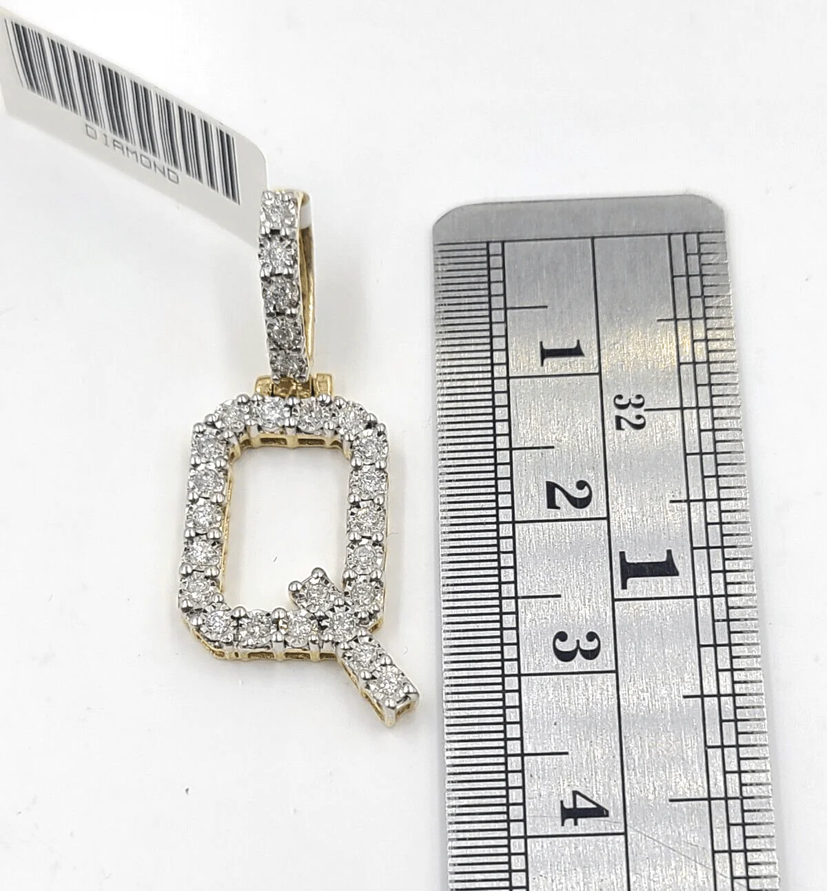 Real 10k Gold & Diamond Letter "Q" Initial Alphabet Charm/Pendant 1.25". - Image 3