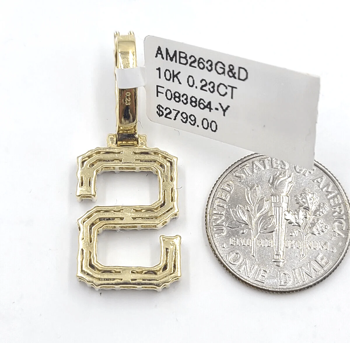 Real 10k Gold Diamond Letter  S Initial Alphabet Charm Pendant 1.25" Men Women - Image 4