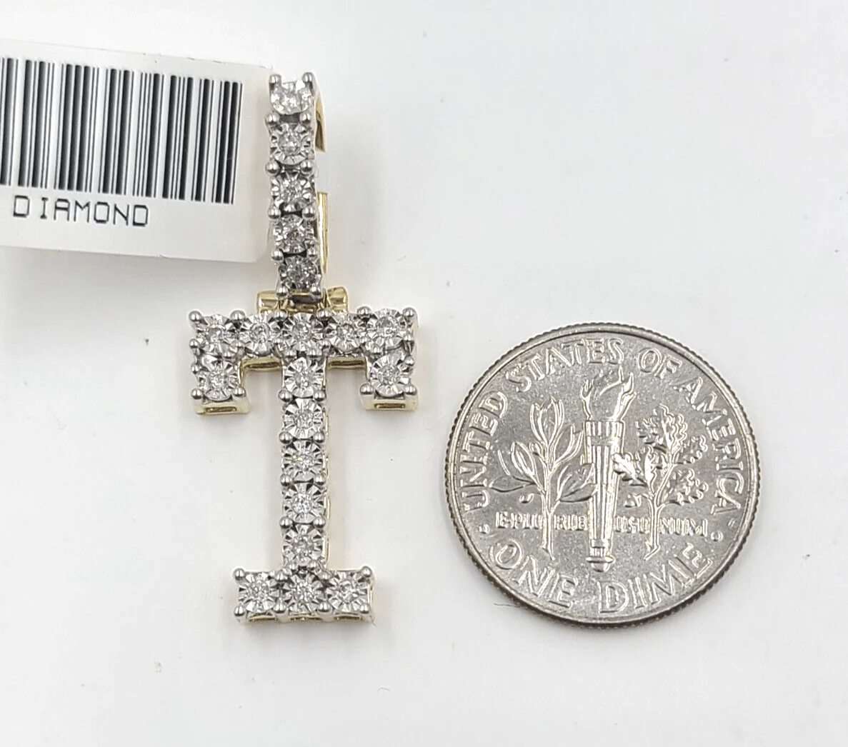 Real 10k Gold & Diamond Letter "T" Initial Alphabet Charm/Pendant 1.25". - Image 3
