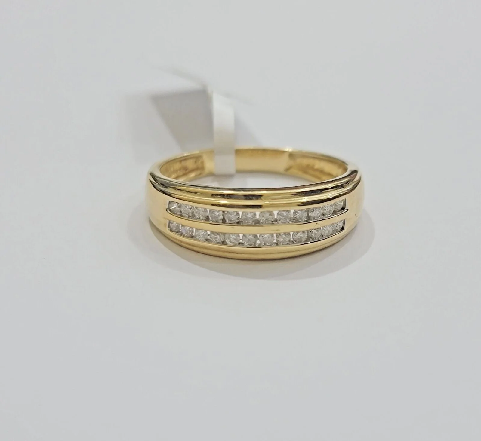 Real 10k Gold & Diamond Men's Band Wedding Engagement Ring REAL 10kt Yellow Gold Ring Sizes 6,7,8,9,10,11 & 12
