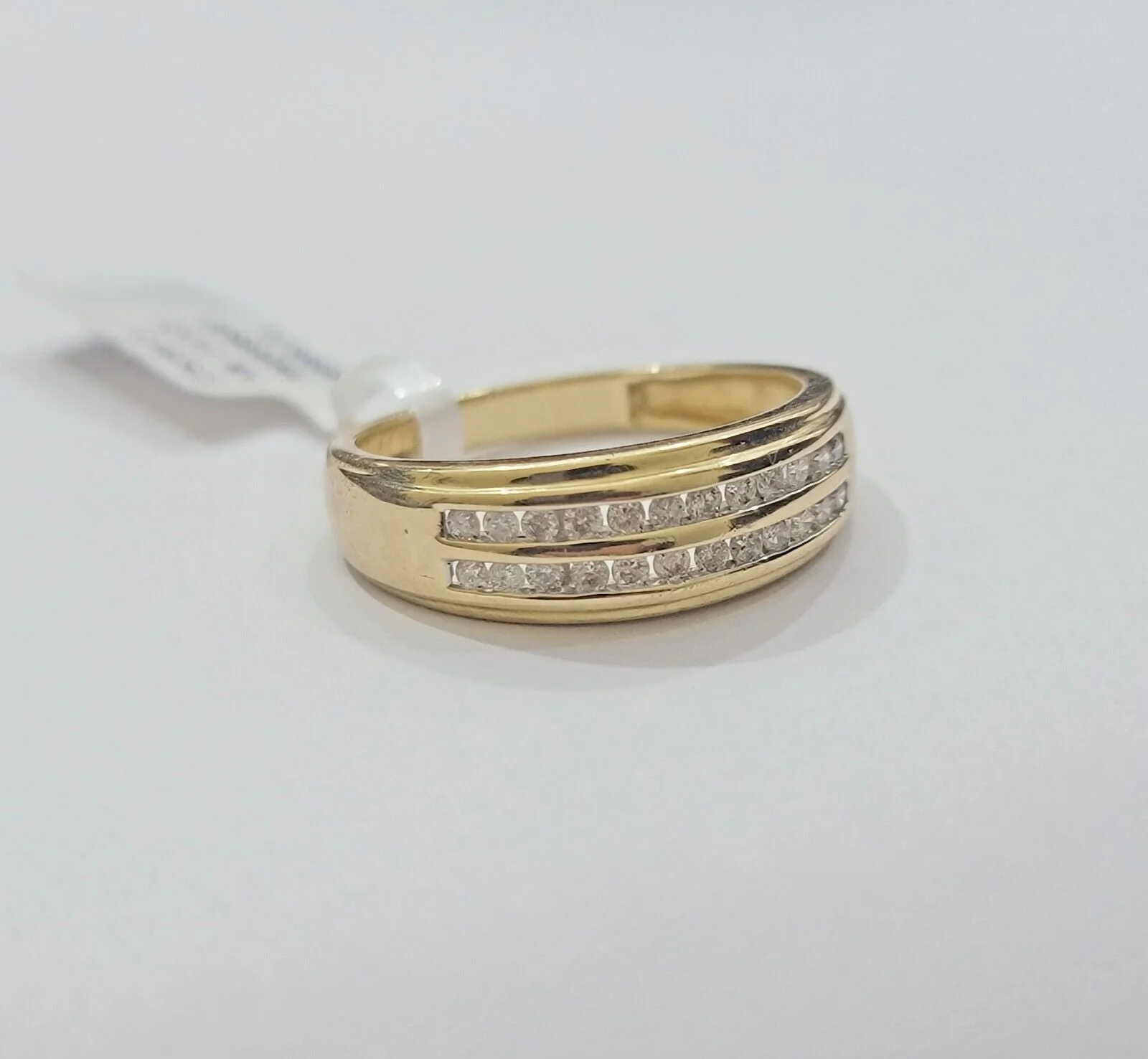 Real 10k Gold & Diamond Men's Band Wedding Engagement Ring REAL 10kt Yellow Gold Ring Sizes 6,7,8,9,10,11 & 12 - Image 7