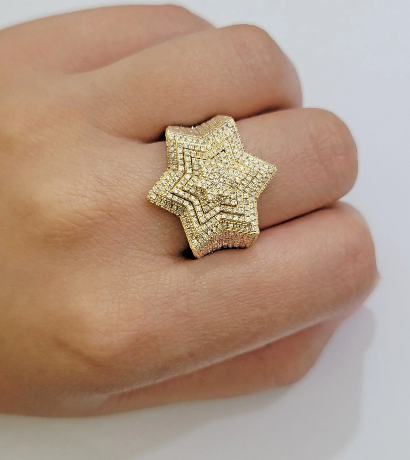 Real 10k gold Diamond Mens Ring Star Layer Band 2 CT Natural Diamond Yellow Gold - Image 3