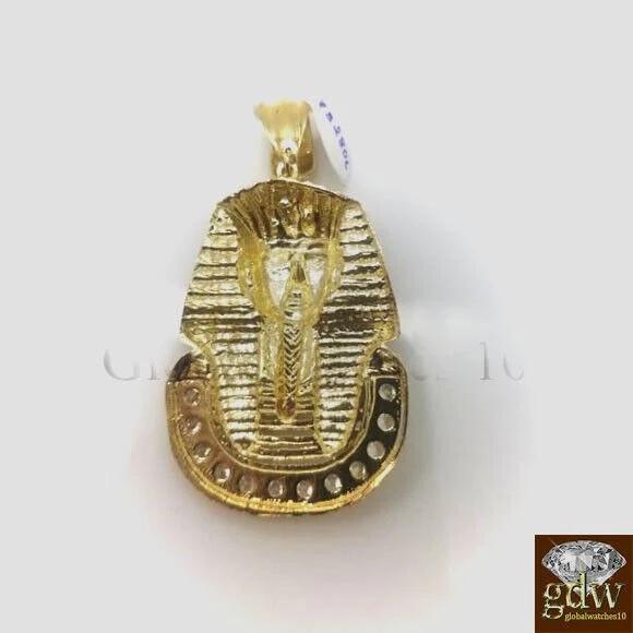 Real 10k Gold Egyptian Pharaoh Head Charm Pendant 2.5 Inch Men Women - Image 3