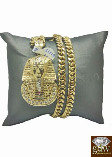 Real 10k Gold Egyptian Pharaoh Head Charm Pendant 2.5 Inch Men Women - Image 4