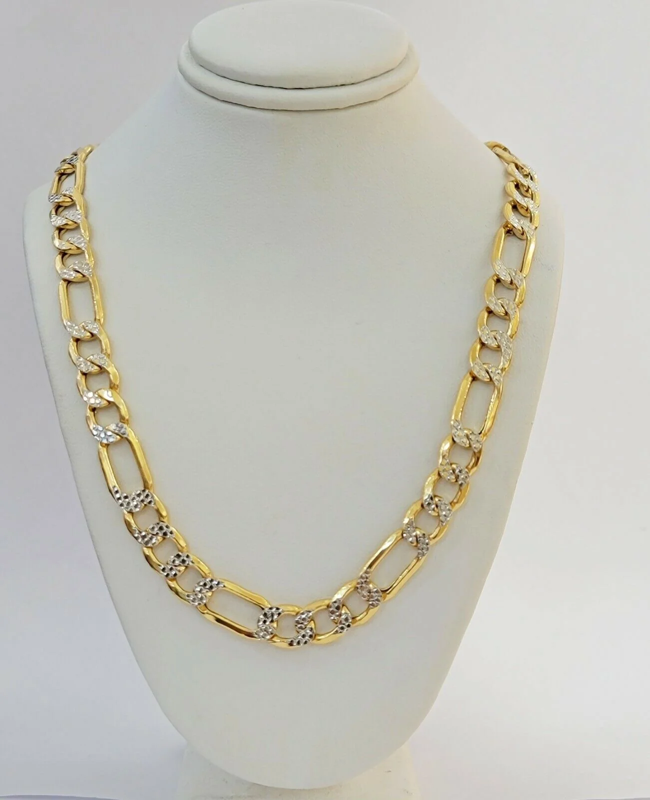 Real 10k Gold Figaro Chain Necklace 20" Inch Men's 9mm Two-tone Diamond Cuts - Image 6